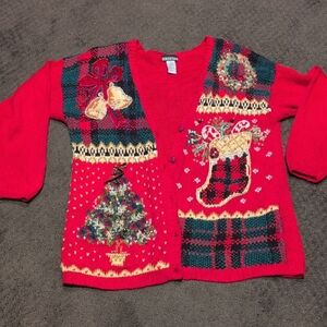 Festive Red Holiday Cardigan